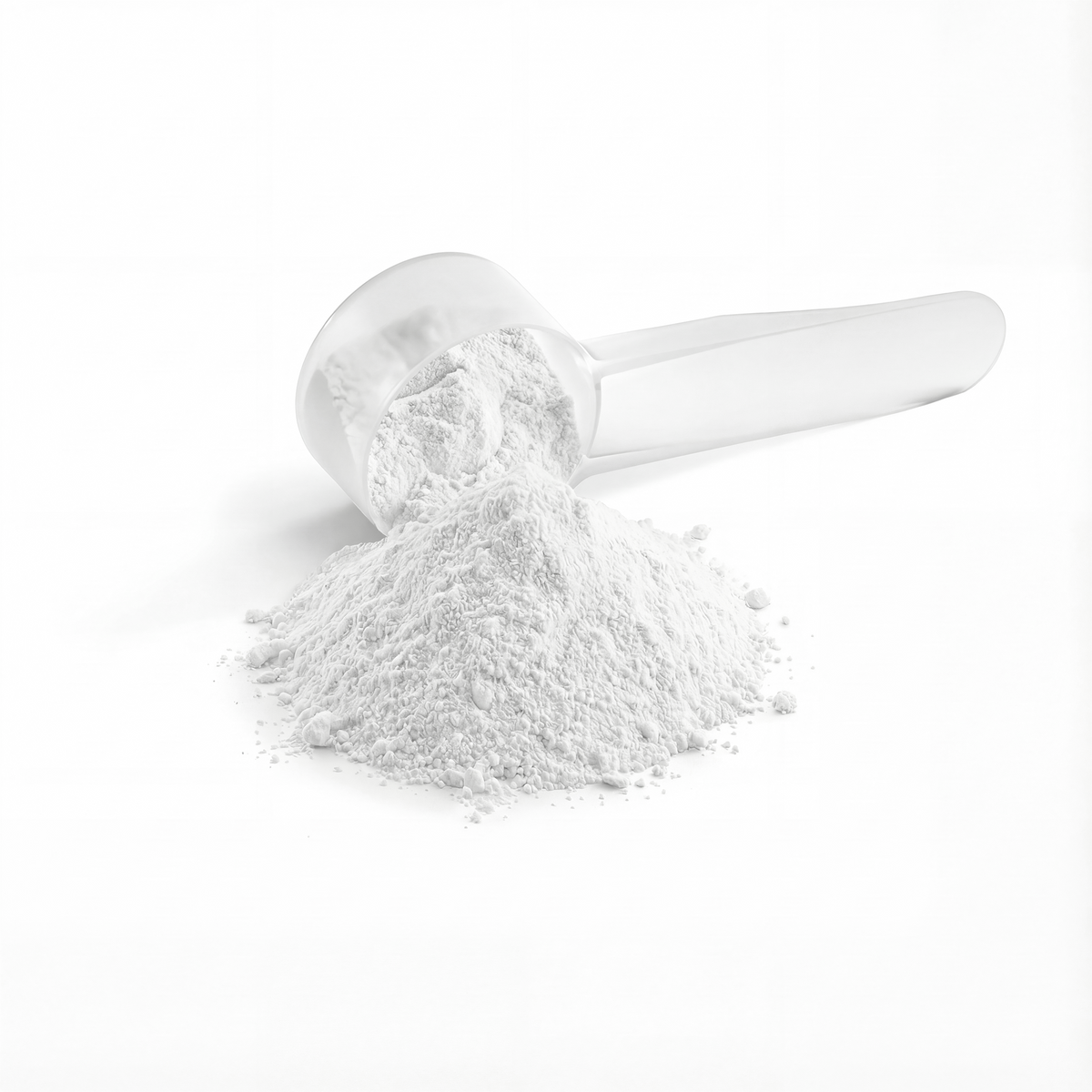 Scoop with a mound of white Skin Fuel creatine powder