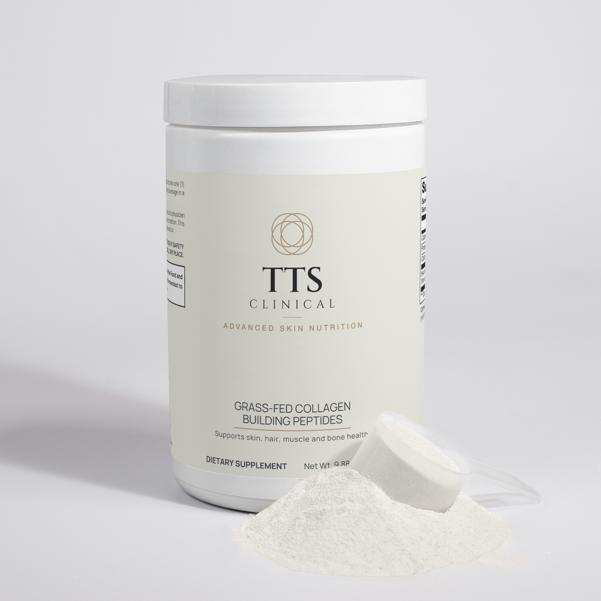 Two tubs of Grass-Fed Collagen Building Peptides at an angle