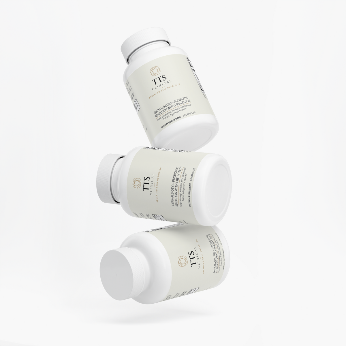Three Dermalbiotic bottles at an angle