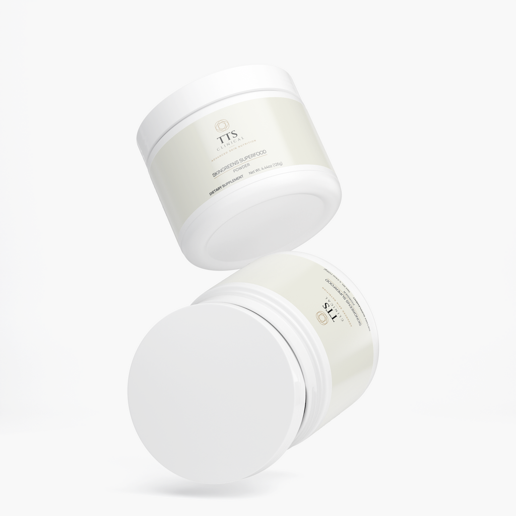 Two SkinGreens Superfood tubs at an angle