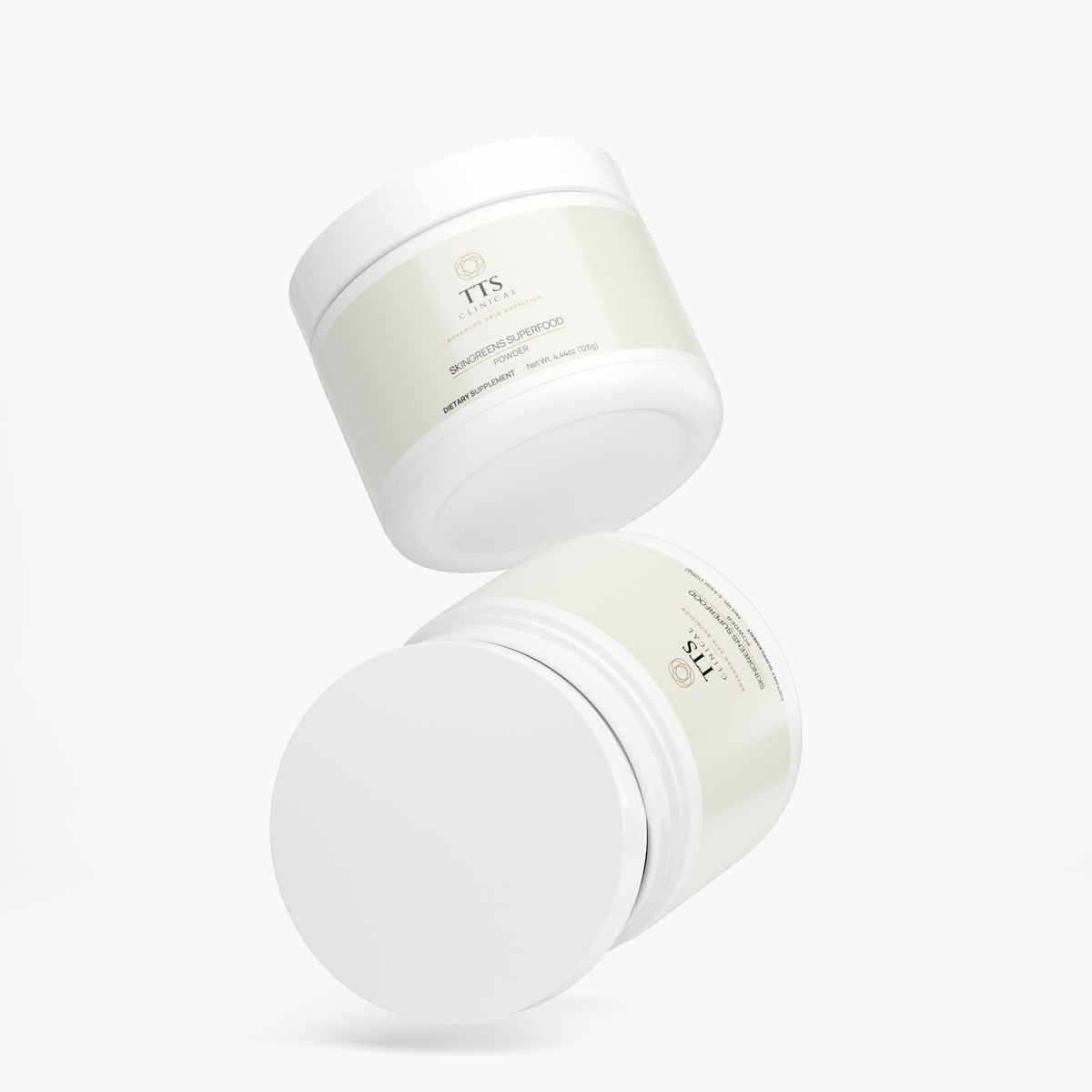 Two SkinGreens Superfood tubs at an angle