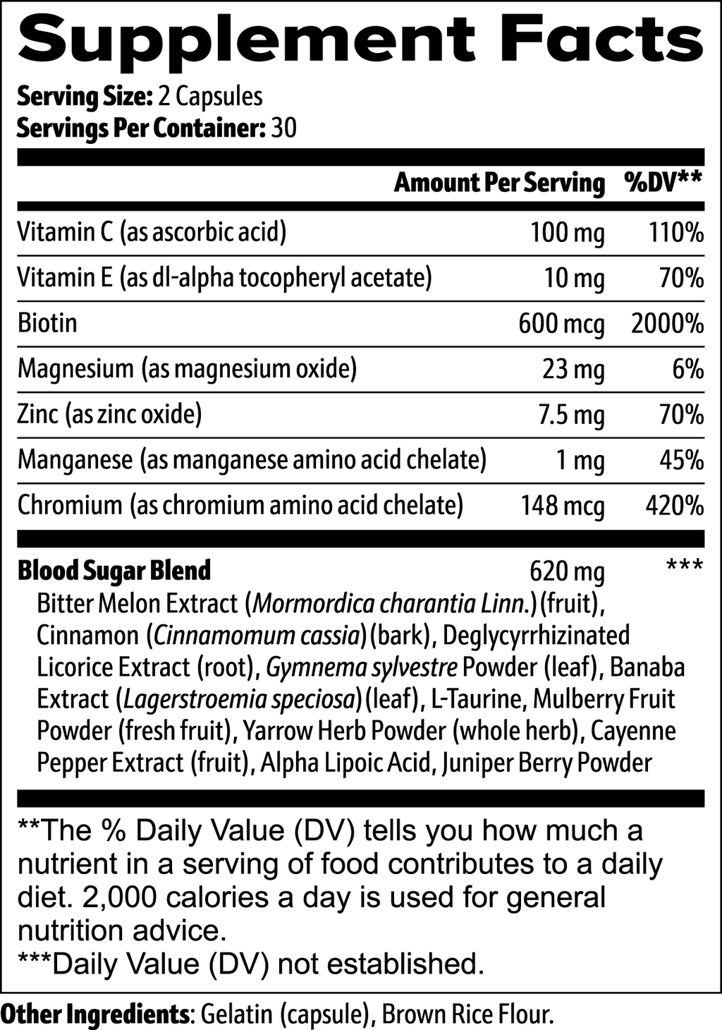 GlycoDefence Anti-Glycation Support Supplement Facts panel